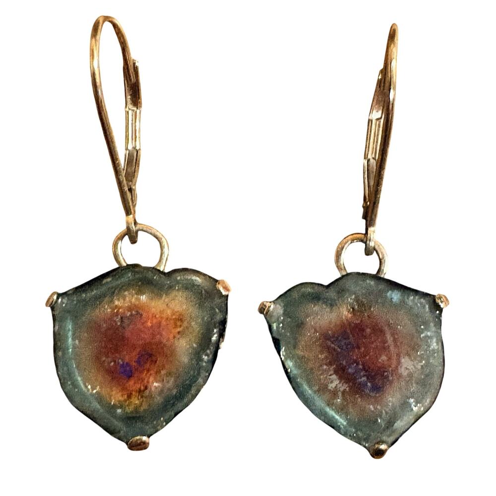 14K White Gold and Watermelon Tourmaline Earrings Dangle/Drop on Leverbacks